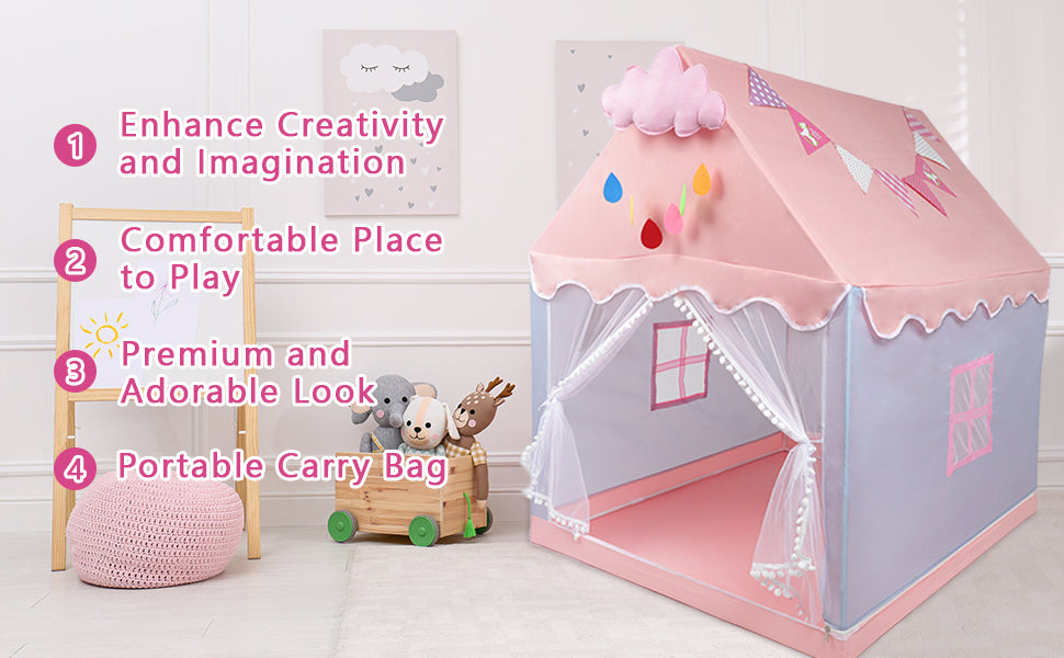 Princess Play Tent Children Castle House Child Room Cartoon Indoor Outdoor Playhouse Folding Decor Tent Toy Christmas Gift Girls
