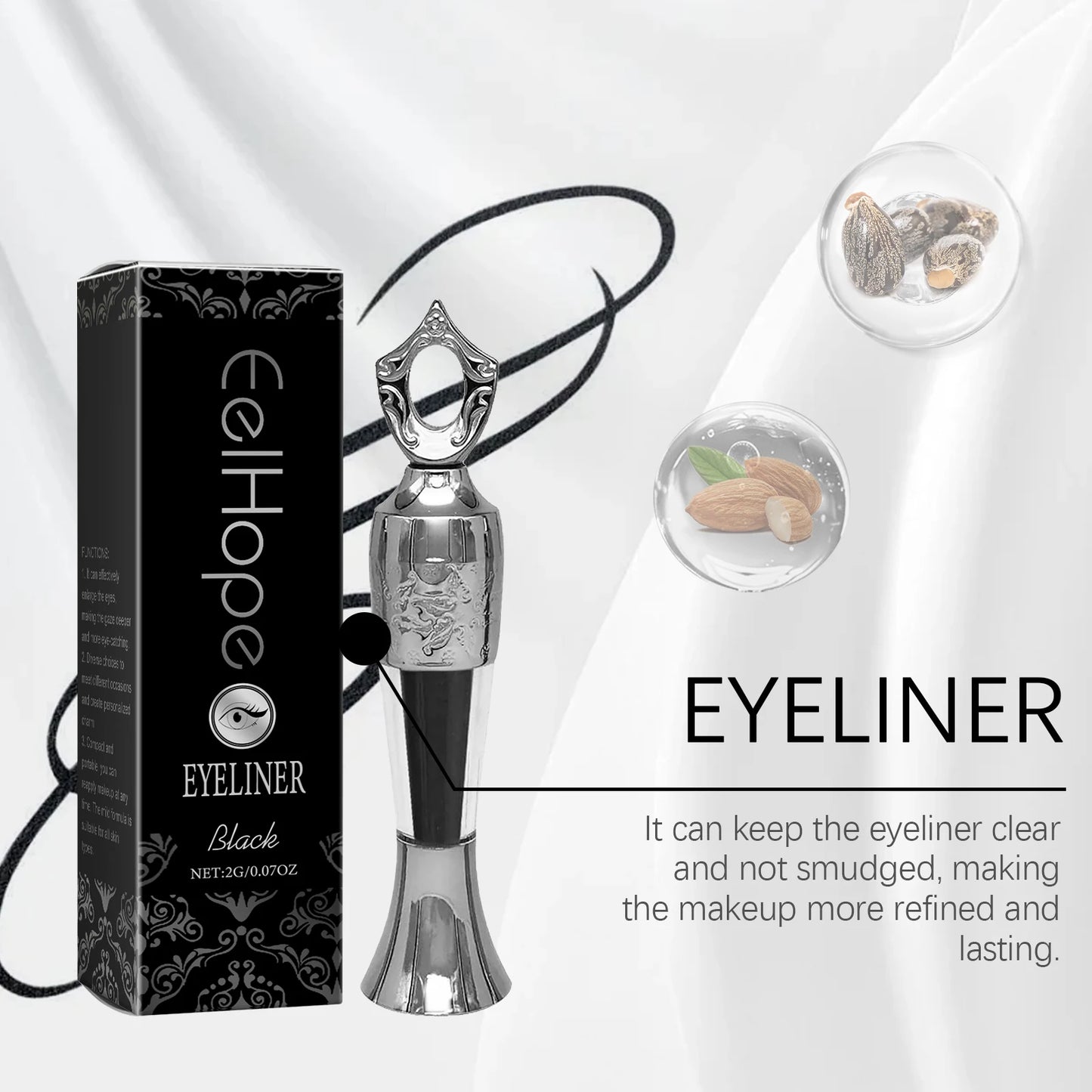 Waterproof Long-Lasting Black Liquid Eyeliner – Quick-Dry, Sweatproof, Smooth Application, Natural Look