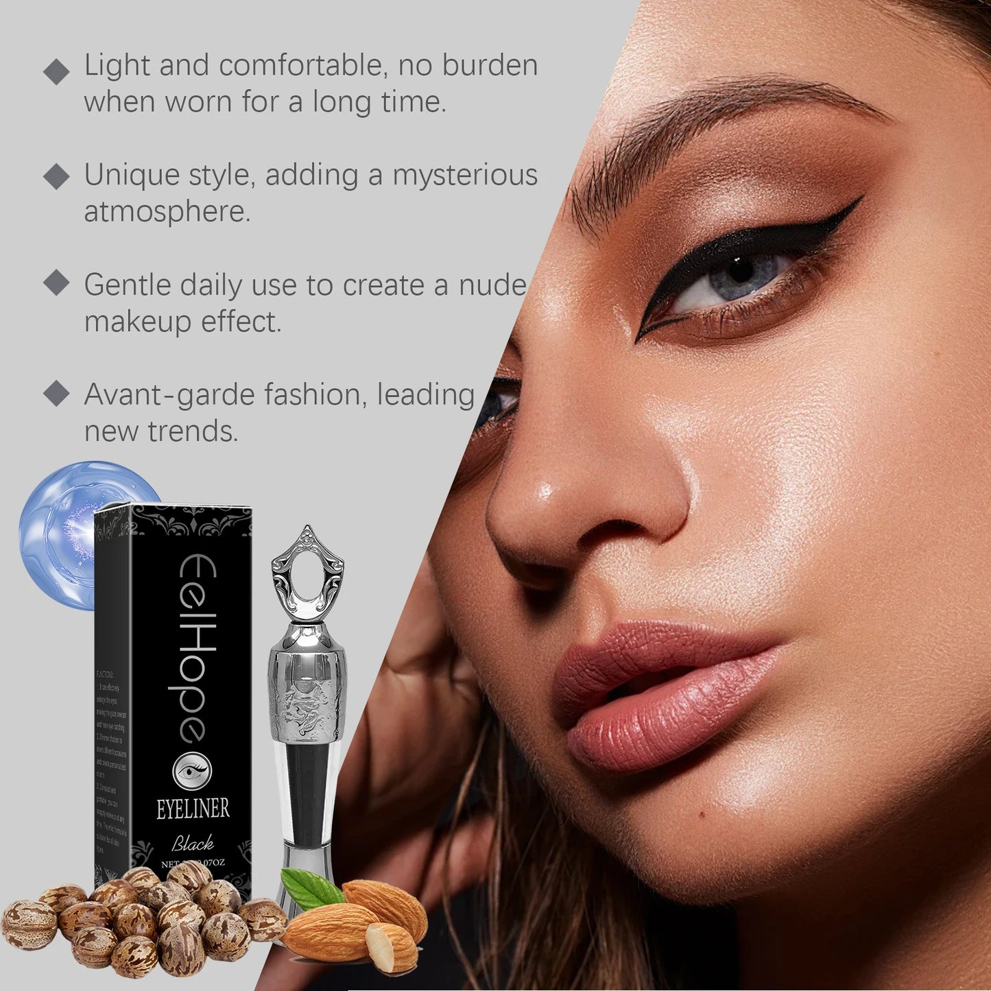 Waterproof Long-Lasting Black Liquid Eyeliner – Quick-Dry, Sweatproof, Smooth Application, Natural Look