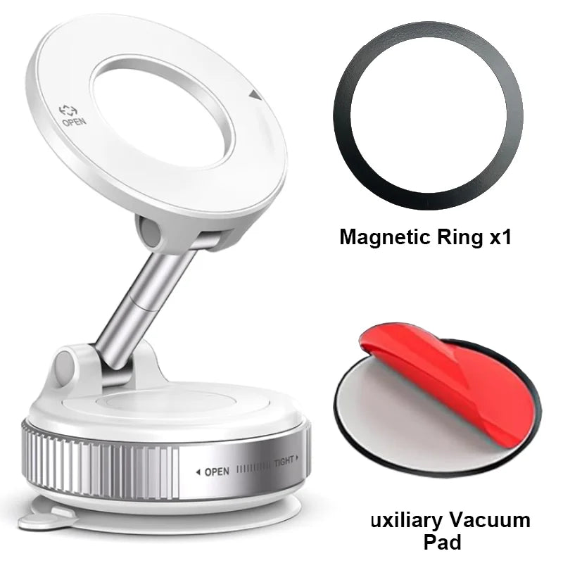 Magnetic Car Phone Holder – Foldable Dashboard Mount with Strong Suction, 360° Rotation for Smartphones