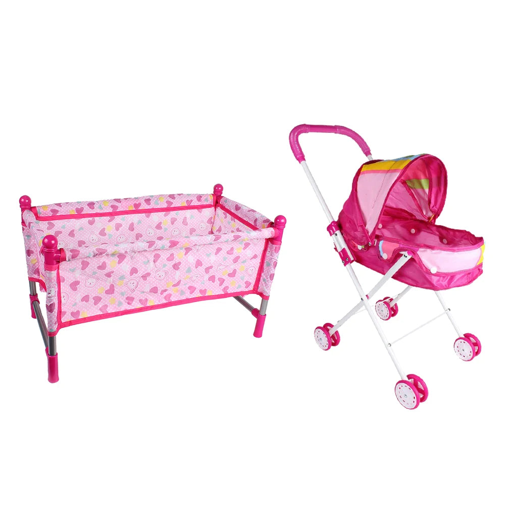 Baby Doll Crib & Furniture Toy Set — Reborn Doll Nursery Accessories