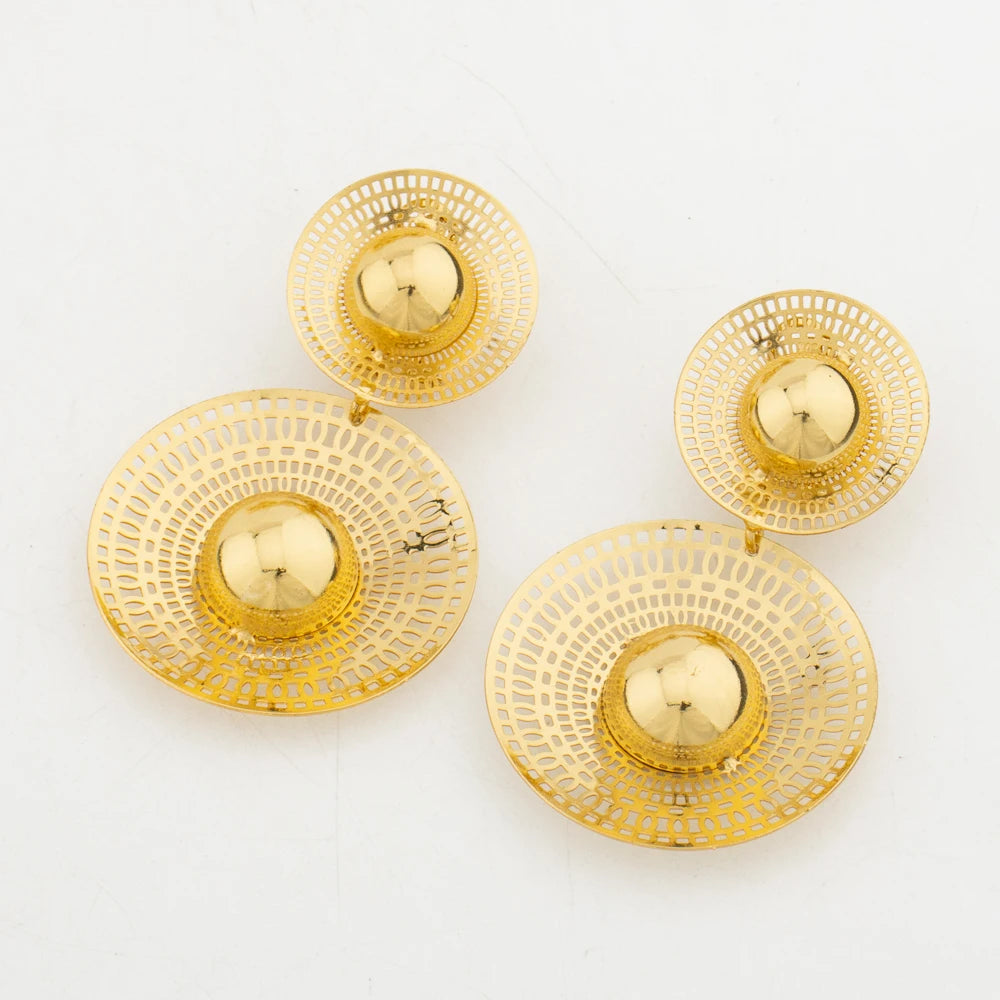 Woman Jewelry Set Dubai Gold Plated Earrings Necklace Rings Gift