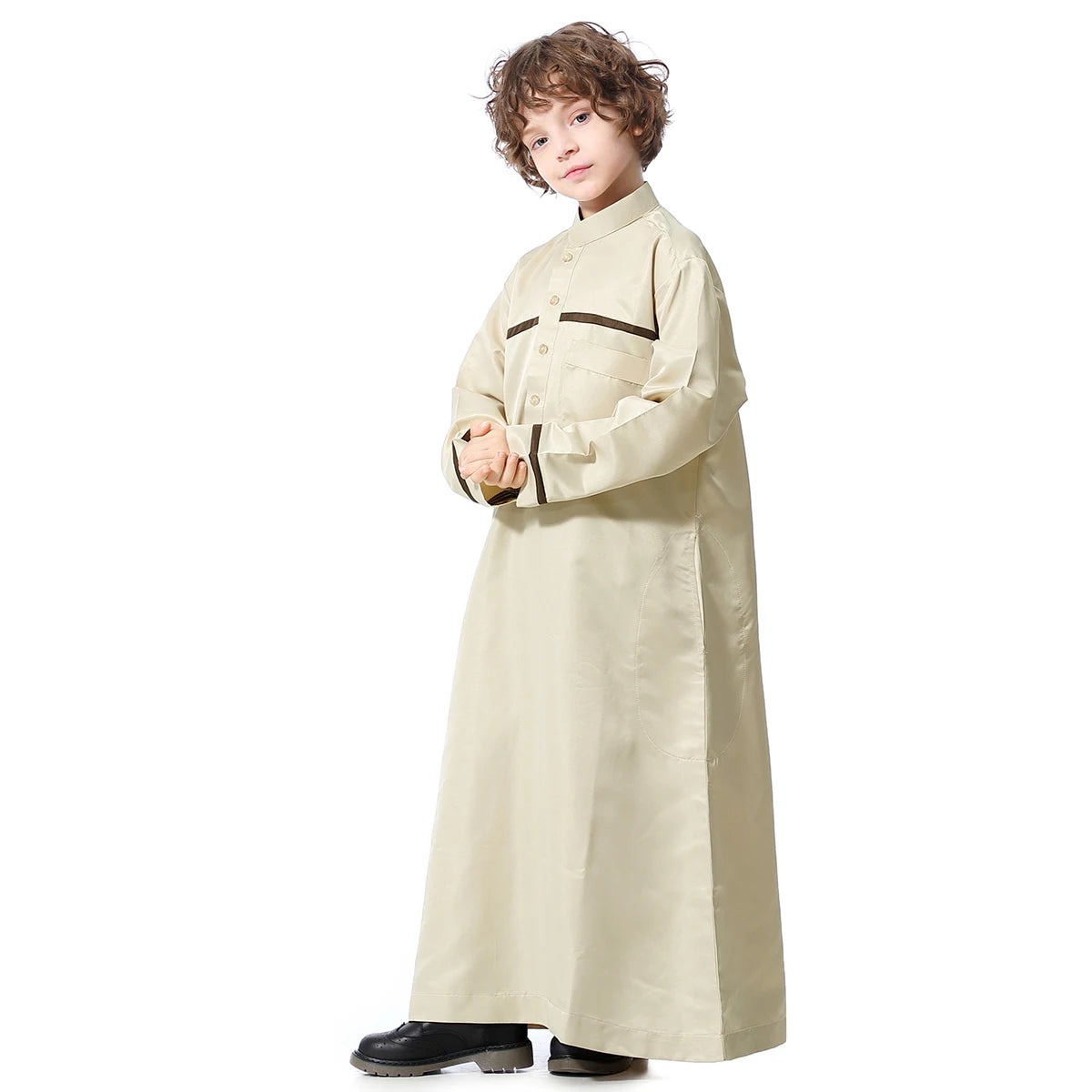 Arab Jubba Boys Robe Kids Abayas Kaftan Islamic Clothing Long Sleeve Thobe Middle East Teenage Clothing Muslim Ramadan Eid Dress