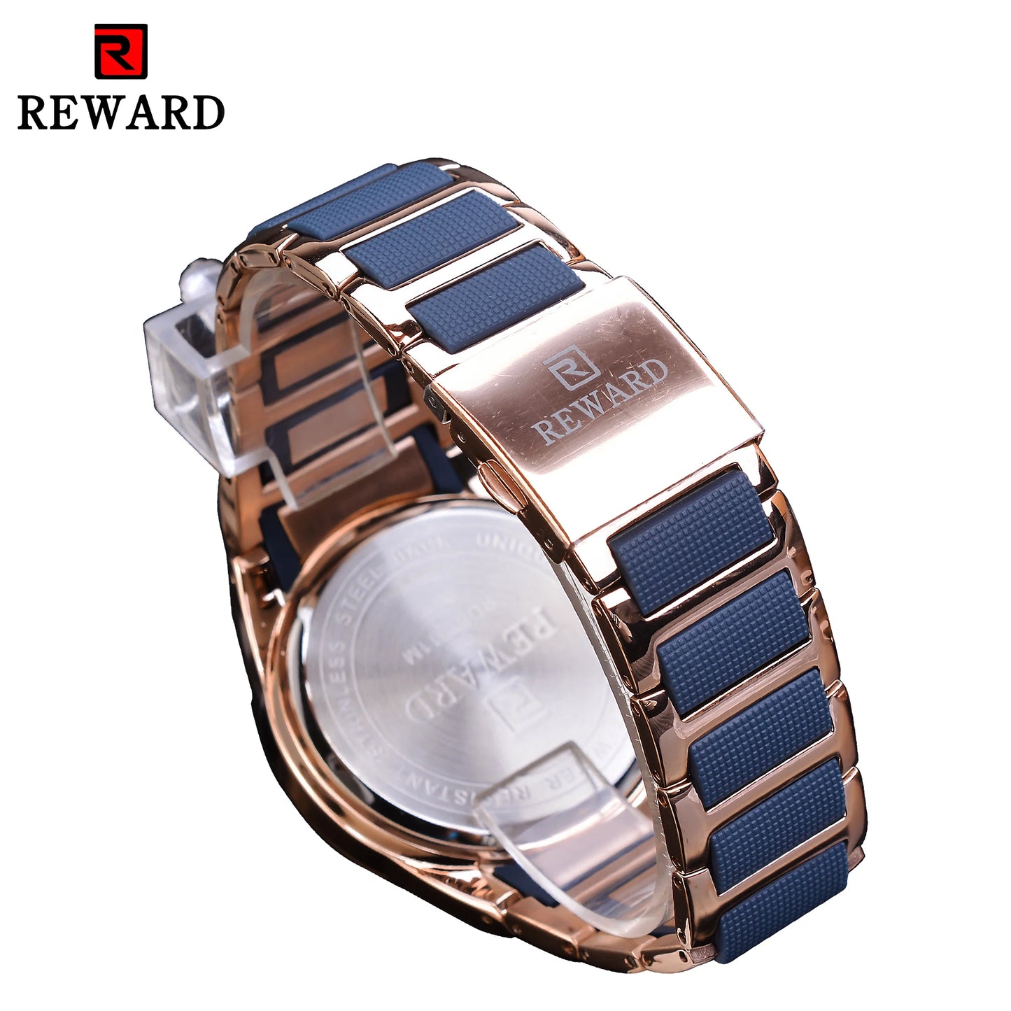 Men’s Sport Watch Blue Dial – Multifunction Quartz Watch with Silicone Strap & Stainless Steel Case