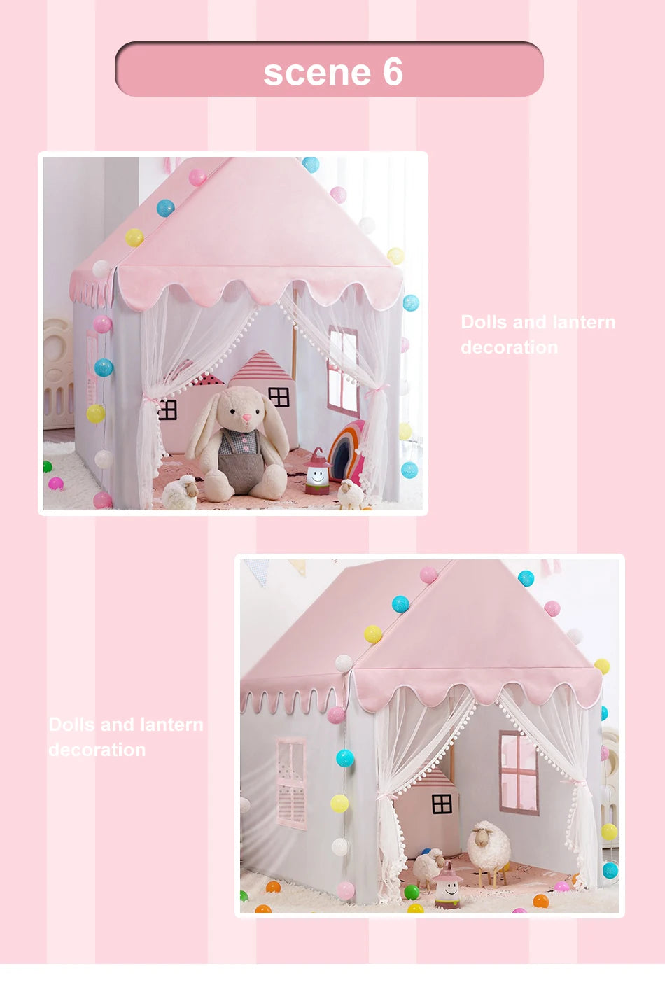 Princess Play Tent Children Castle House Child Room Cartoon Indoor Outdoor Playhouse Folding Decor Tent Toy Christmas Gift Girls