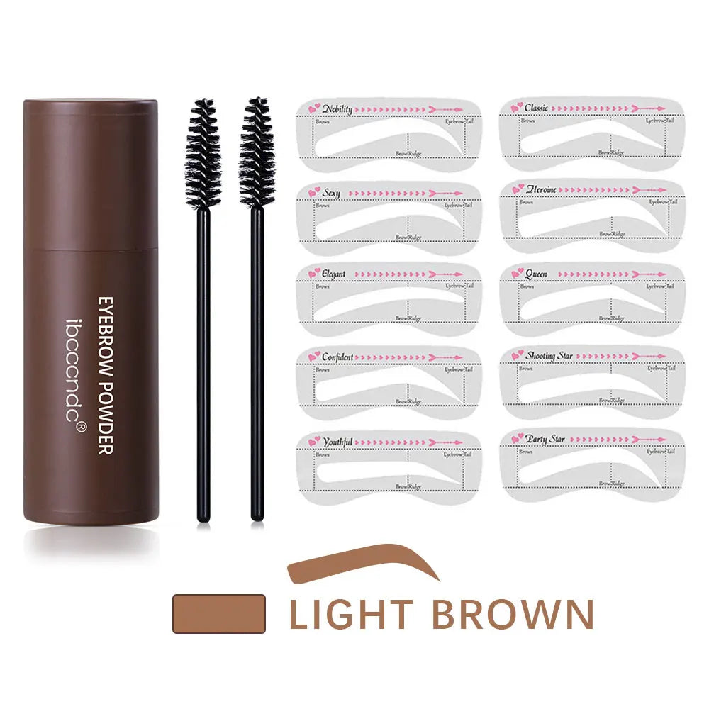 ibcccndc Eyebrow Stamp Powder Kit with 10 Stencils and 2 Brushes