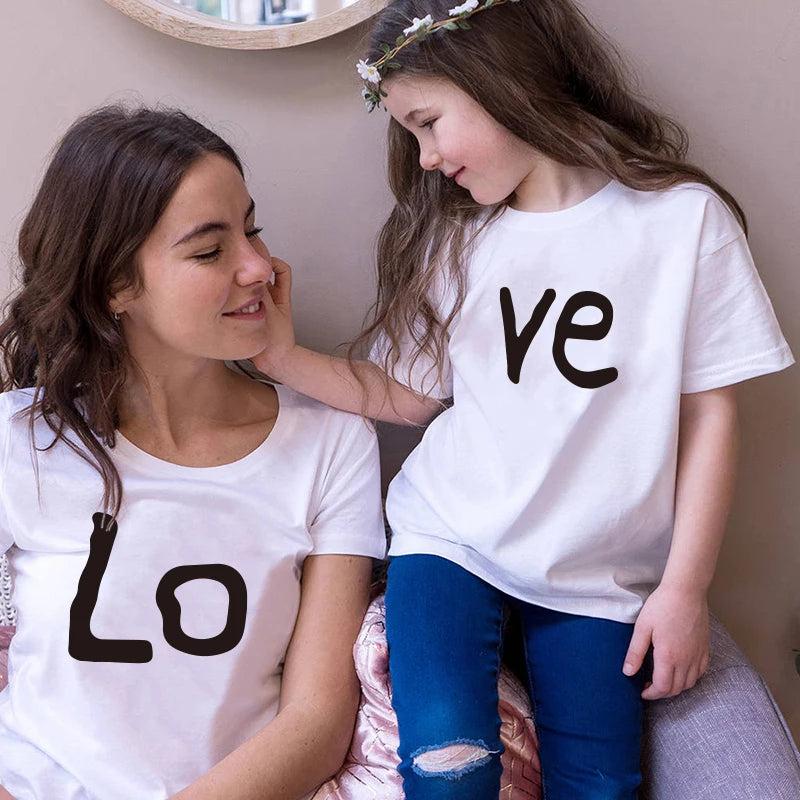 New Mom and Me T- shirt Summer family clothes mother daughter red love print tops Matching outfit mom and son t-shirts