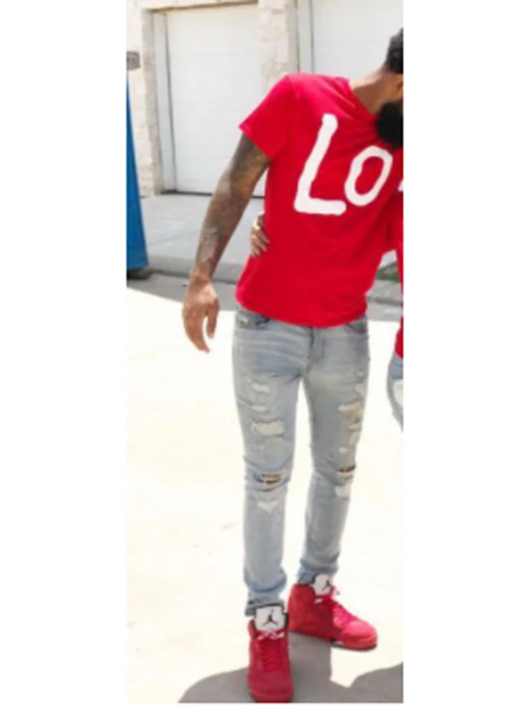 Couple Matching T-shirts His- and- hers Top Casual Red LO VE Women Men Fashion Boyfriend Girlfriend Tees Lovers T-shirt Femme