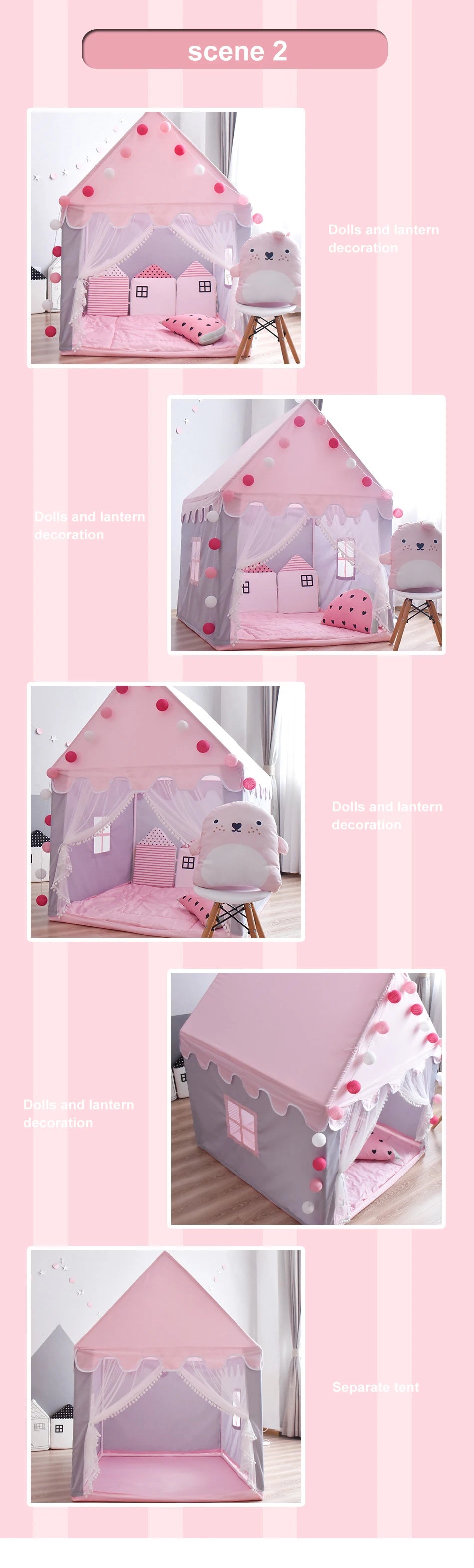 Princess Play Tent Children Castle House Child Room Cartoon Indoor Outdoor Playhouse Folding Decor Tent Toy Christmas Gift Girls