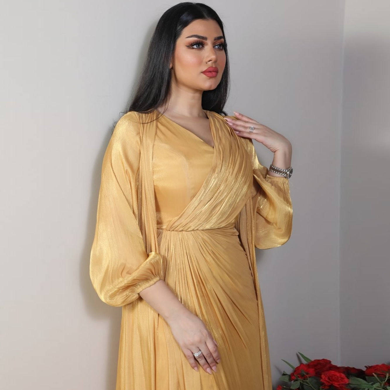 Moroccan women Party Dress Abaya 2 Piece Set Silky Satin Dubai Dresses Caftan Evening Long Robe Vestidos