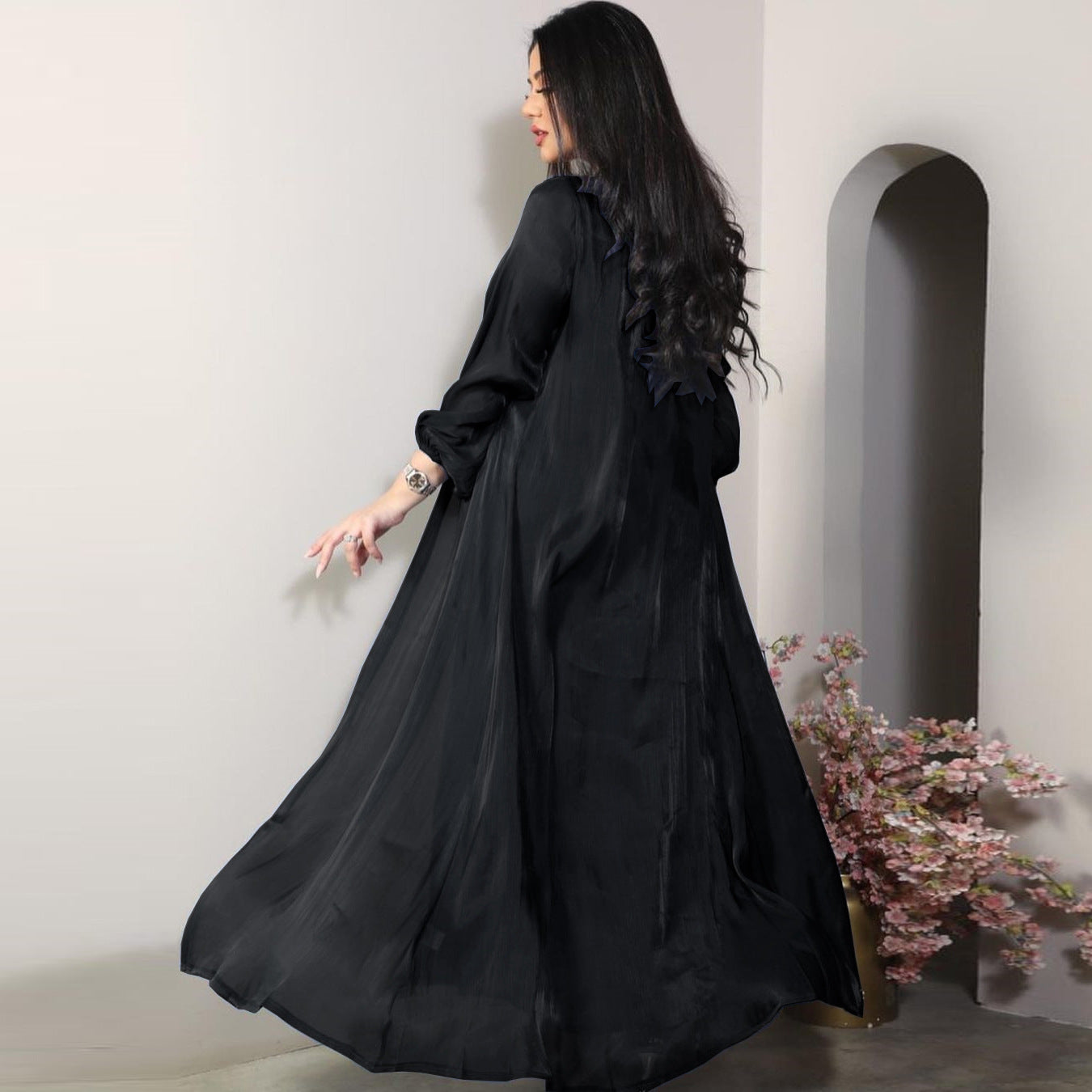 Moroccan women Party Dress Abaya 2 Piece Set Silky Satin Dubai Dresses Caftan Evening Long Robe Vestidos