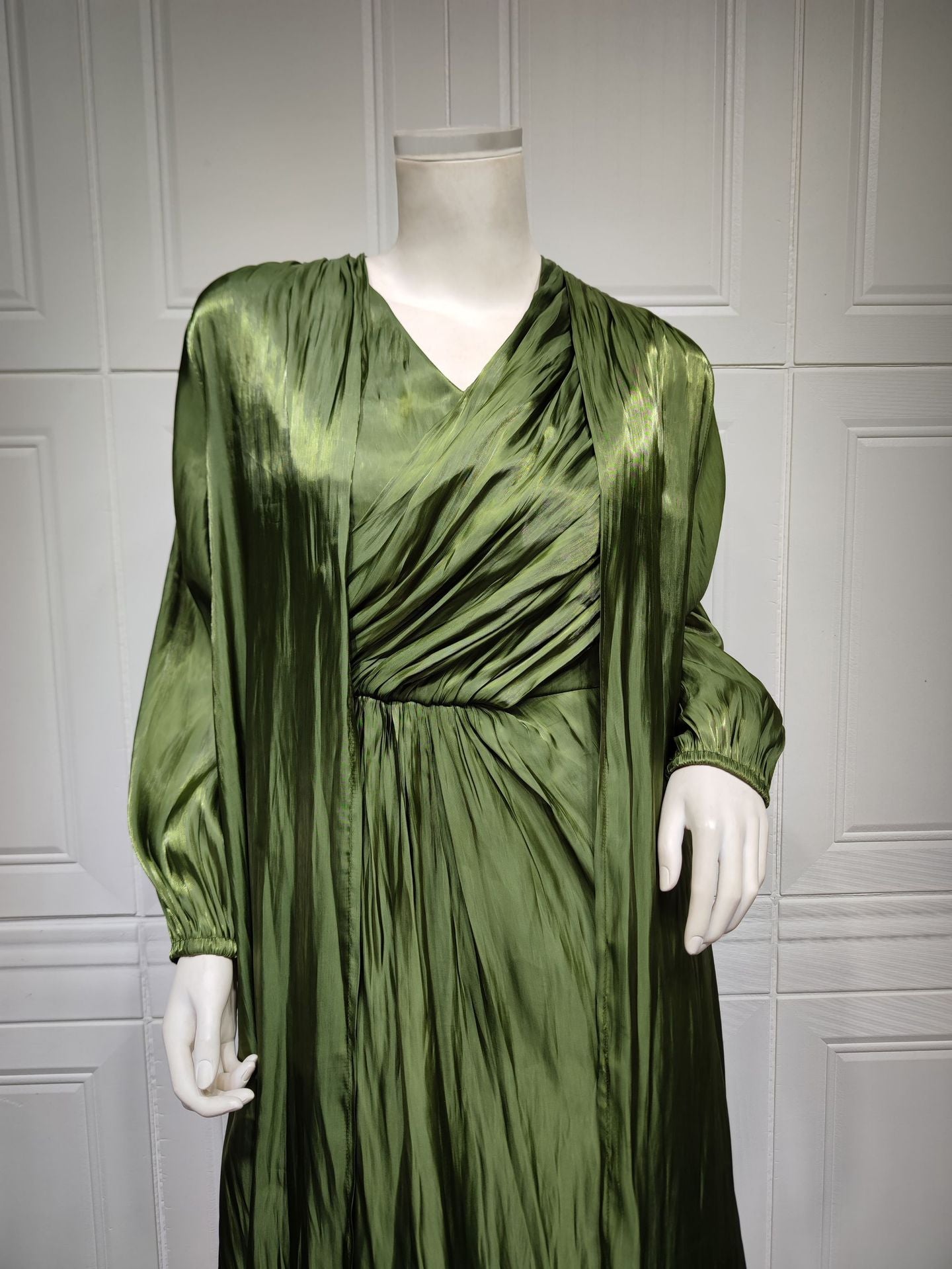 Moroccan women Party Dress Abaya 2 Piece Set Silky Satin Dubai Dresses Caftan Evening Long Robe Vestidos