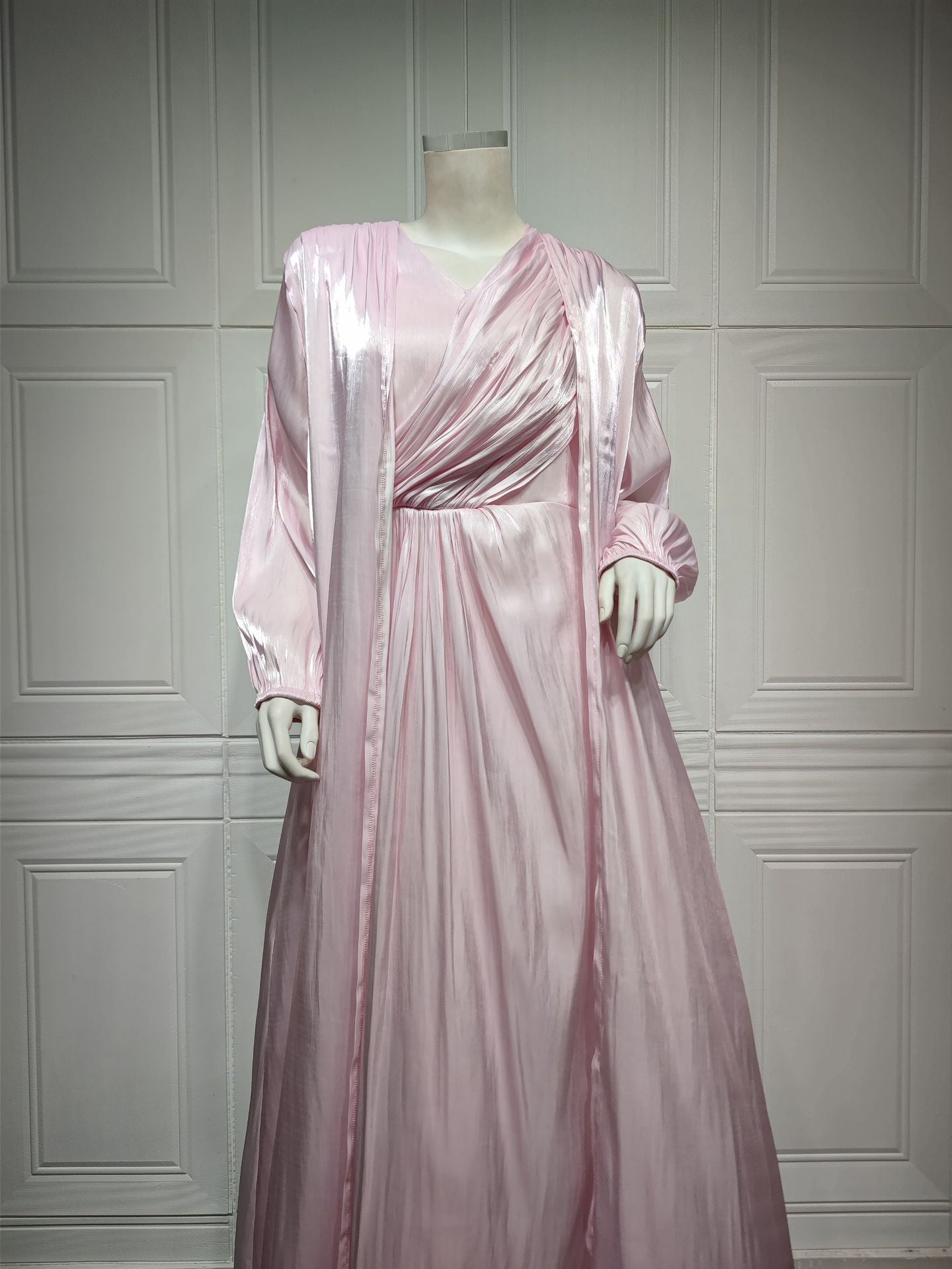 Moroccan women Party Dress Abaya 2 Piece Set Silky Satin Dubai Dresses Caftan Evening Long Robe Vestidos