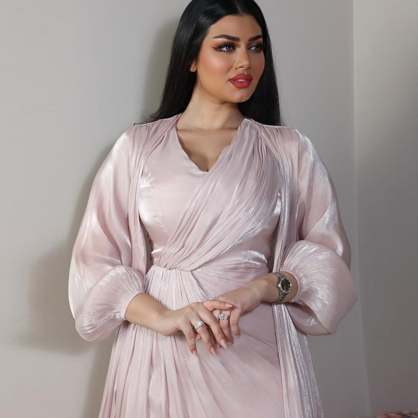 Moroccan women Party Dress Abaya 2 Piece Set Silky Satin Dubai Dresses Caftan Evening Long Robe Vestidos