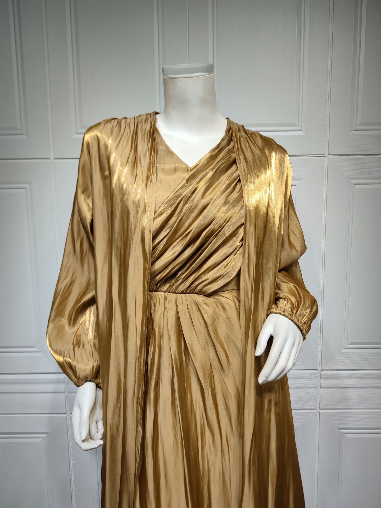 Moroccan women Party Dress Abaya 2 Piece Set Silky Satin Dubai Dresses Caftan Evening Long Robe Vestidos