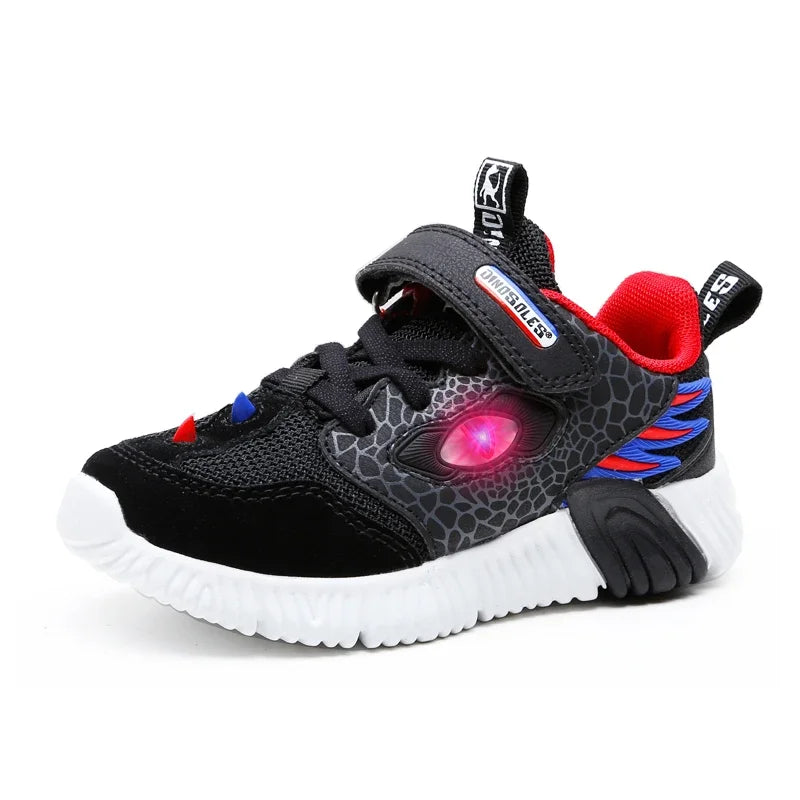 Kids LED Light-Up Sneakers - Boys 3-6Y, Flashing Glowing Sports Shoes for Spring & Autumn, Casual Running Footwear
