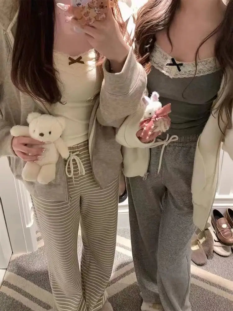 Women Camisole Tank Tops Bow Sleeveless Corset Top with Chest Pad Sweet Lace Patchwork Crop Slim Elegant Lady’s Camis