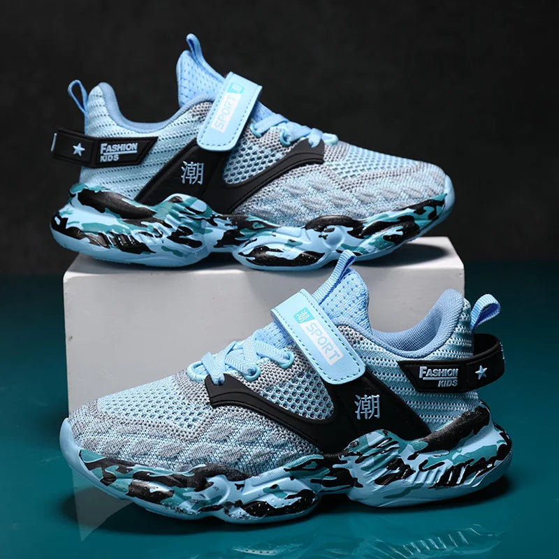 Boys' Summer Sports Shoes – Breathable Mesh Flyknit Sneakers for Kids, Lightweight & Comfortable