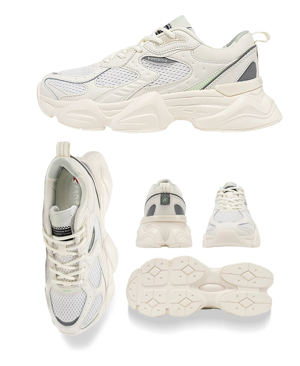 Women Running Shoes Leather Sneakers Lace Up Outdoor Shoes Antiskid Sport Tennis Lightweight Female Walking Shoes