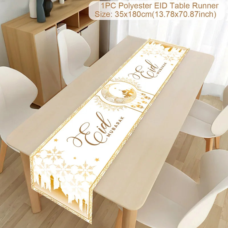 Ramadan Decoration Table Runner EID Mubarak Decor 2025 Home Tablecloth Ramadan Kareem Islamic Muslim Party Eid Al-Fitr Gifts