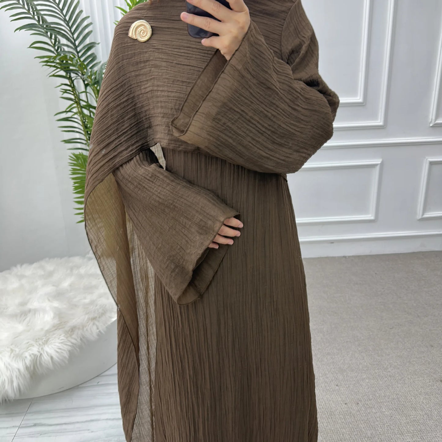 Women’s Two-Piece Modest Cardigan Set – Elegant Middle East Islamic Abaya Dress for Ramadan & Eid