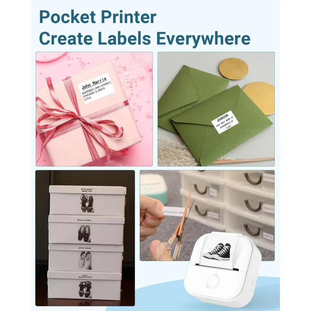Phomemo T02 Wireless Mini Thermal Printer – Portable Bluetooth Pocket Printer, 203 DPI, Inkless Photo & Label Printing for iOS & Android – Ideal for Notes, Memos, Journals, Crafts