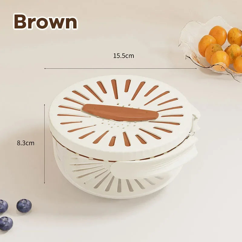 Multi-Use Fruit & Vegetable Drain Basket – Folding Handle Storage & Dehydrating Box