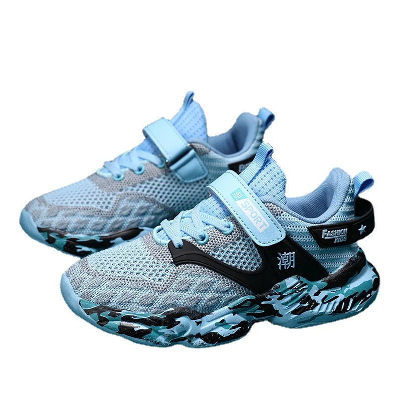 Boys' Summer Sports Shoes – Breathable Mesh Flyknit Sneakers for Kids, Lightweight & Comfortable