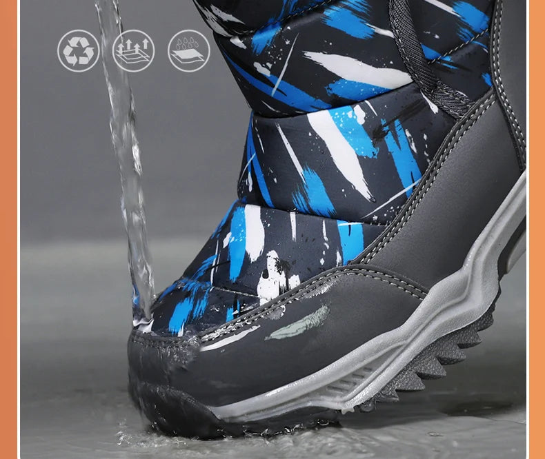 Kids Winter Snow Boots – Warm Plush-Lined Waterproof Ankle Boots for Boys & Girls | Non-Slip Outdoor Footwear for Cold Weather