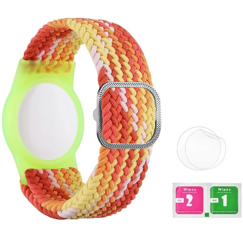 Bracelet for Kids AirTag, Nylon Stretch Braided AirTag Wristband, Protective Case GPS Tracker Holder, Watch Band for Toddlers and Children