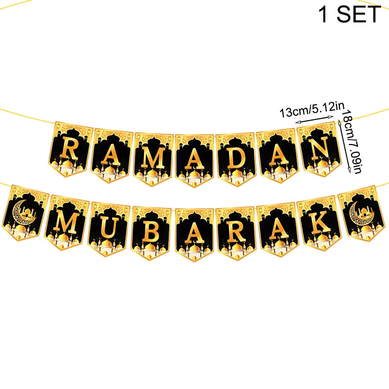 2025 Eid Mubarak Decor Banner Ramadan Mubarak Banner Ramadan Kareem Decoration for Home Islamic Muslim Party Eid Al Adha