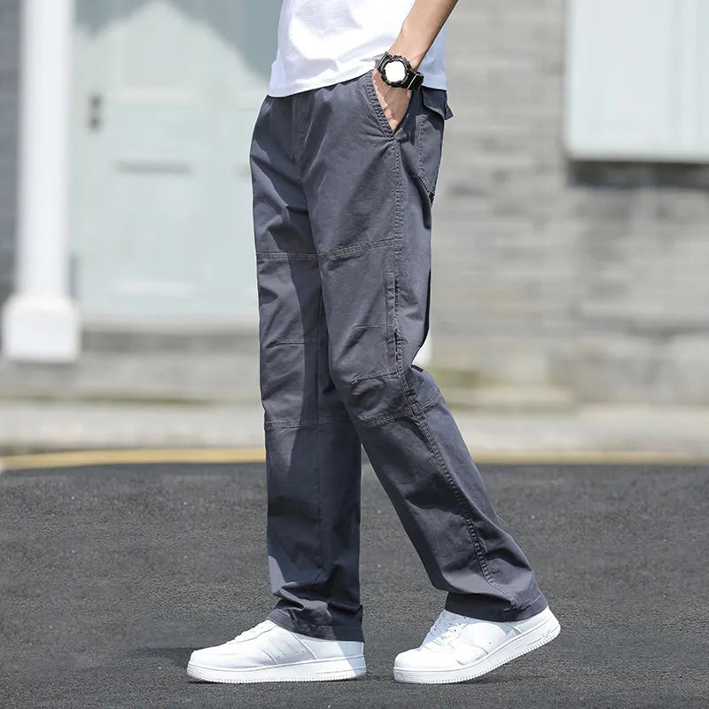 Men's Cargo Pants – Outdoor Casual Cotton Sweatpants, Lightweight and Comfortable, Multi-Pocket Work Style