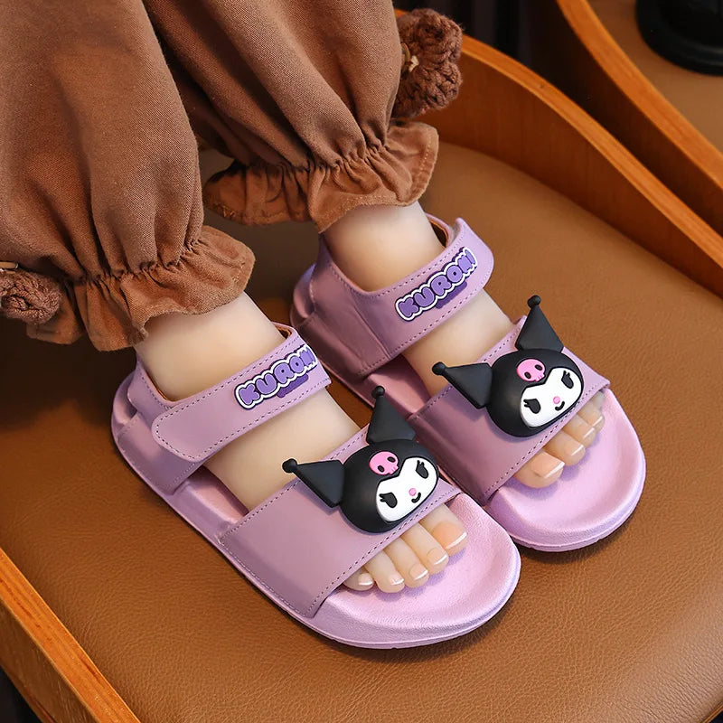Hellokitty Kids Sandals Cinnamoroll My Melody Kuromi Cartoon Summer Home Shoes Cute Non-Slip Beach Shoes Cute Girl Gift