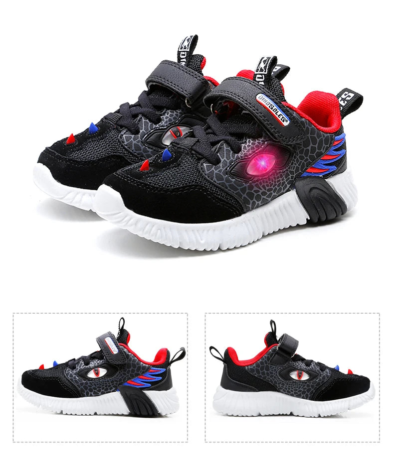 Kids LED Light-Up Sneakers - Boys 3-6Y, Flashing Glowing Sports Shoes for Spring & Autumn, Casual Running Footwear