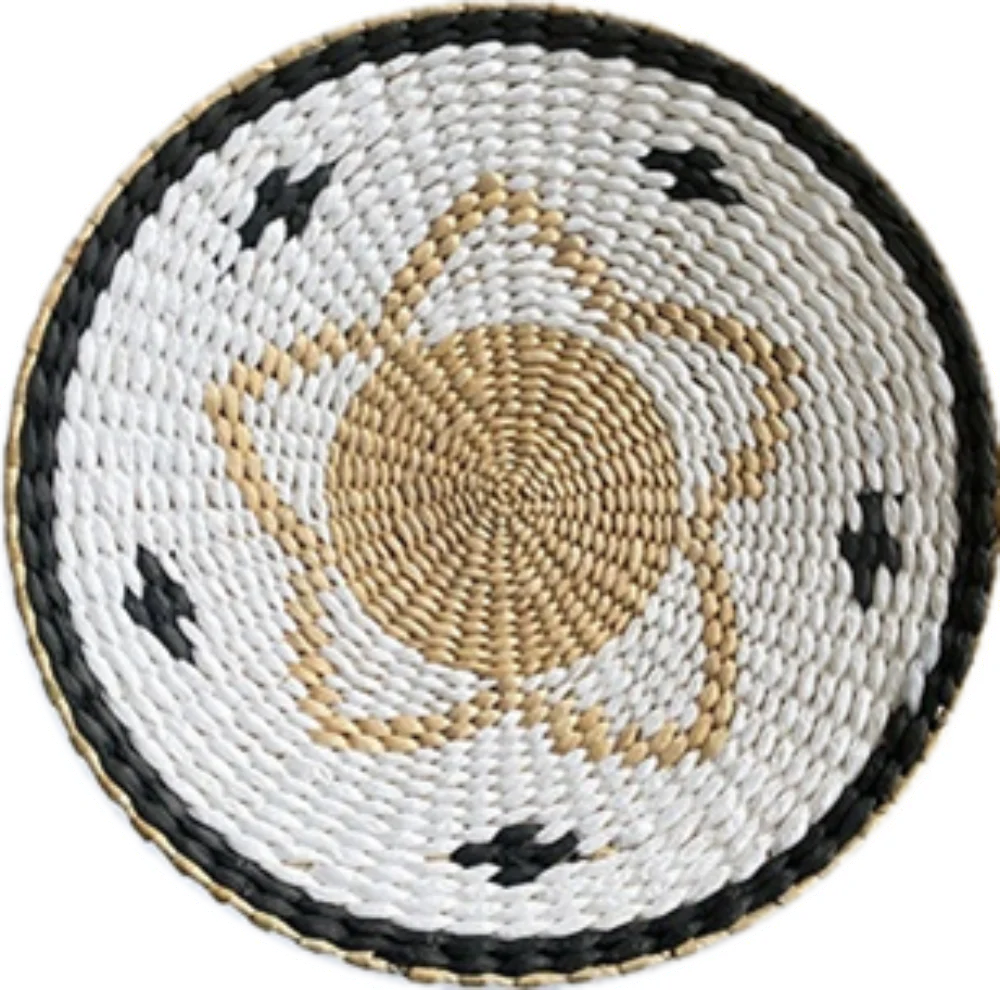 Boho Style 8Pcs Wall Decoration Straw Plate Wicker Background Wall Dishes Rattan Wall Hanging for Sofa Bed Hand Woven Home Decor