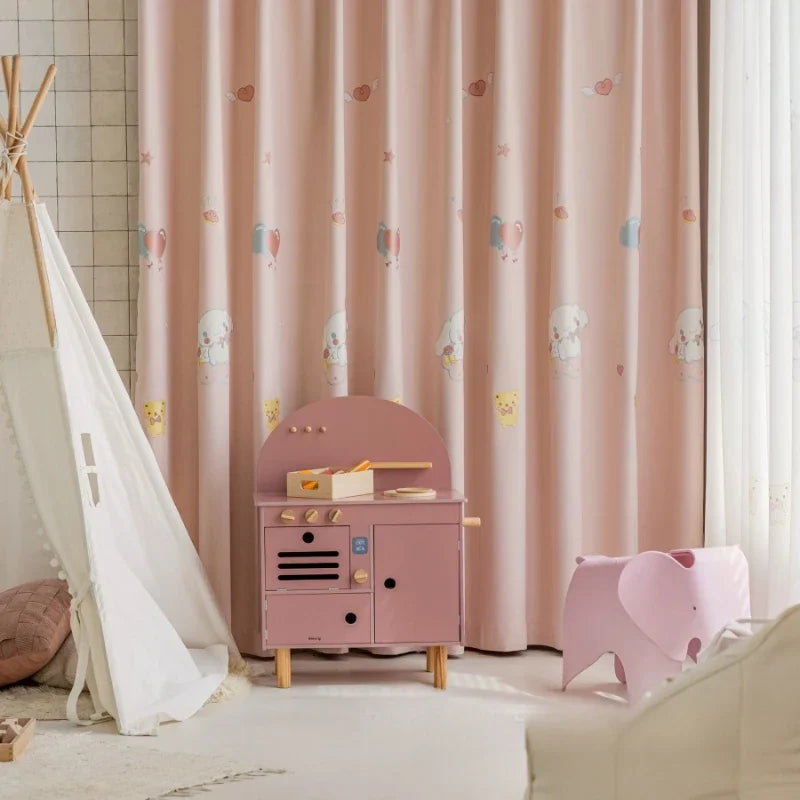 Modern Simple Playful Cartoon Printed Curtains Cute Little Dog Embroidery Blackout for Girls' Rooms Children's Rooms Curtains