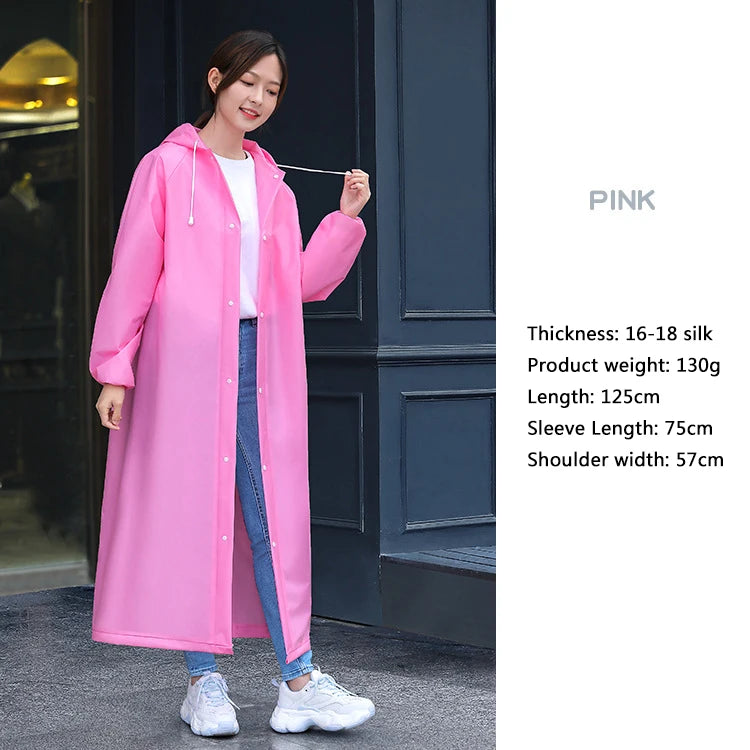Unisex Long Waterproof Raincoat with Hood – Lightweight EVA Rain Poncho for Adults, Travel, Camping, and Fishing