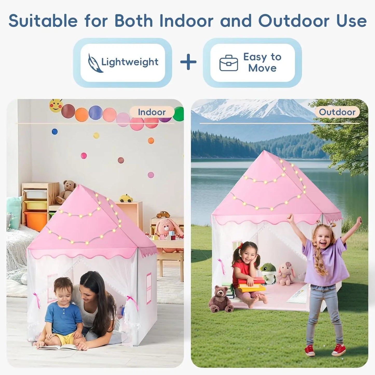 Princess Play Tent Children Castle House Child Room Cartoon Indoor Outdoor Playhouse Folding Decor Tent Toy Christmas Gift Girls