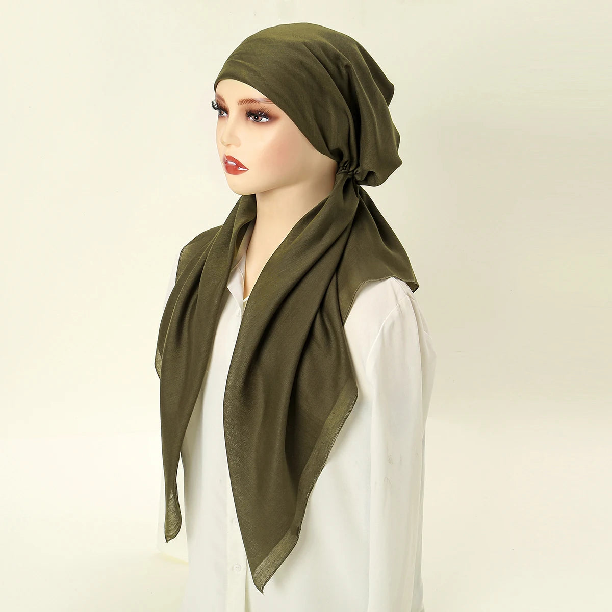 75*25cm Solid Cotton Elastic Headband Cap For Woman Muslim Hijab Hat Lady Fashion Instant Scarf Islamic Turban Bandana