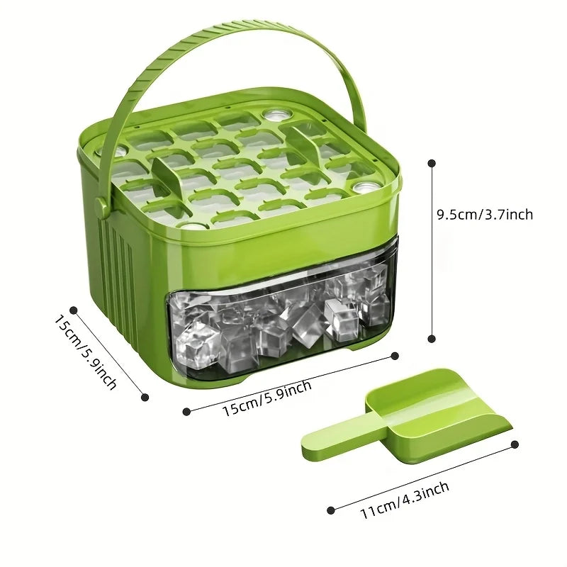 Premium Compact Double-Layer Ice Cube Tray with Lid & Storage Bin – Pull-Out Ice Drawer with Carry Handle | Space-Saving Kitchen Essential