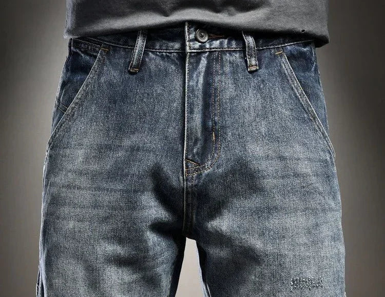 High Quality Male Cowboy Pants Retro Washed Straight Jeans For Men Plus Size Trousers Comfortable Xs Wide Leg Denim Kpop Cheap