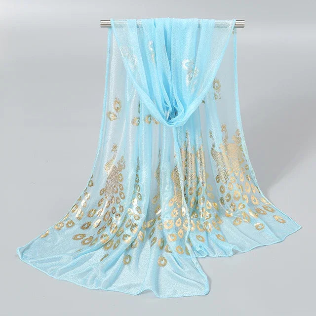 Women Glitter Thin Muffler Solid Colour  Elegant Chiffon Scarf Long Scarves Wrap Shawl