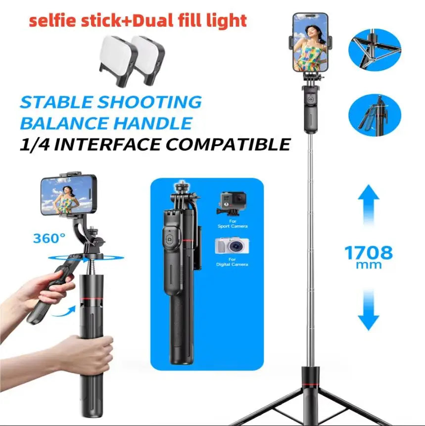 Wireless Selfie Stick Tripod with Bluetooth Remote and Fill Light