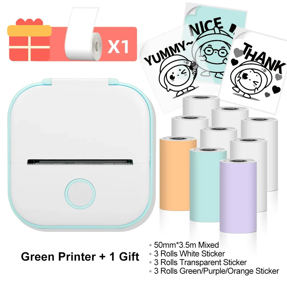 Phomemo T02 Wireless Mini Thermal Printer – Portable Bluetooth Pocket Printer, 203 DPI, Inkless Photo & Label Printing for iOS & Android – Ideal for Notes, Memos, Journals, Crafts