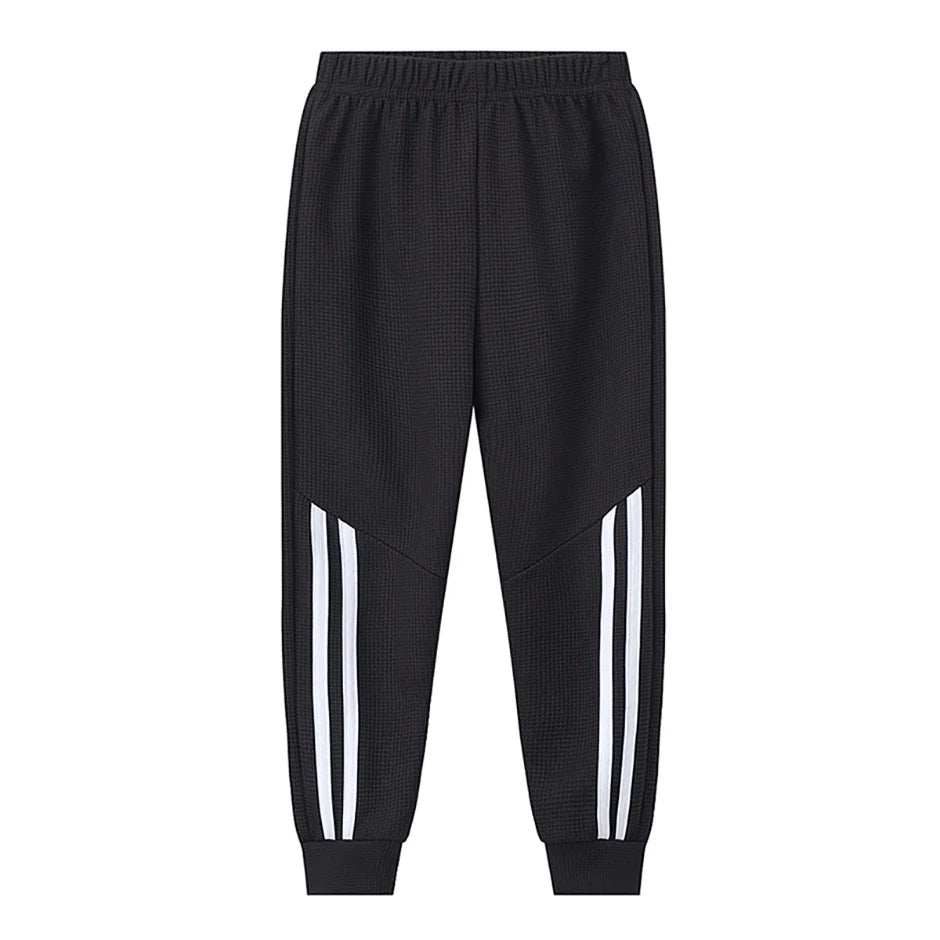 1/3-Piece Autumn & Winter Waffle Knit Sweatpants for Boys & Girls – Solid Color, Casual & Sporty