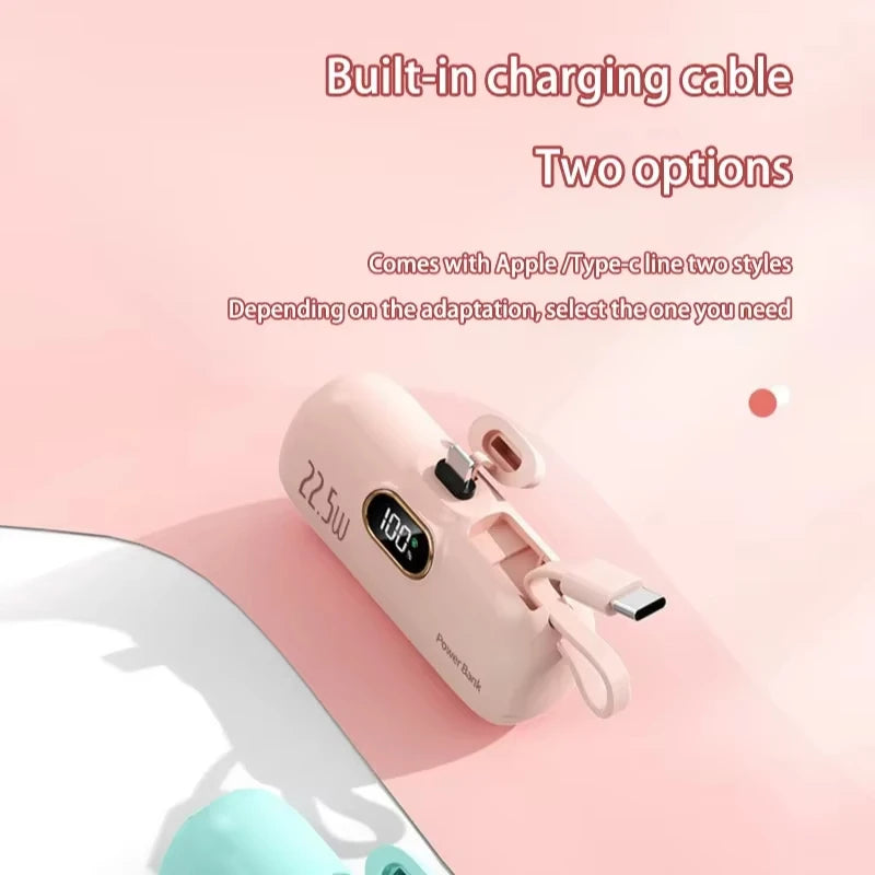 30000mAh Capsule Power Bank Fast Charge Portable Mobile Power Supply Emergency External Battery for Type-C, iPhone, Android