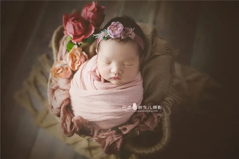 Newborn Photography Props Wrap Baby Blanket Soft Stretchable Cotton Swaddling Backdrop Babies Accessories