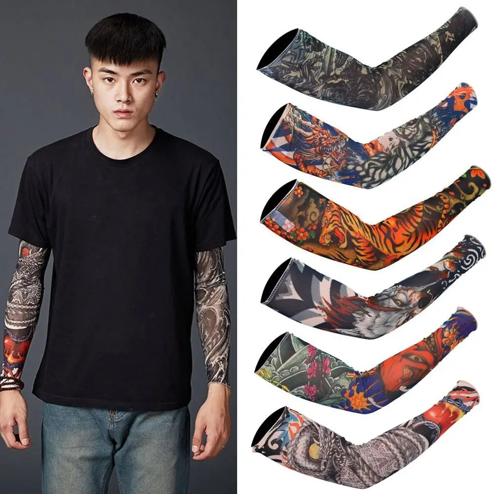 New Flower Tattoo Arm Sleeves – Seamless UV Protection Arm Warmers for Men & Women, Outdoor Riding Sunscreen