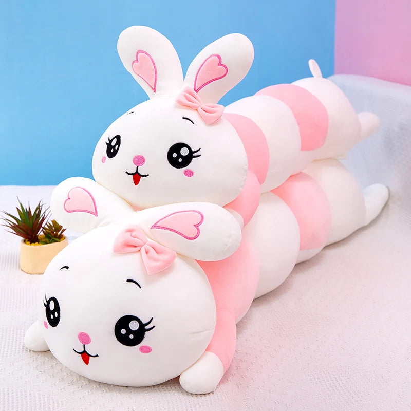 70-130cm Cute Soft Caterpillar Rabbit Plush Toys Nap Stuffed Animal Pillow Home Comfort Cushion Christmas Gift Doll Kids