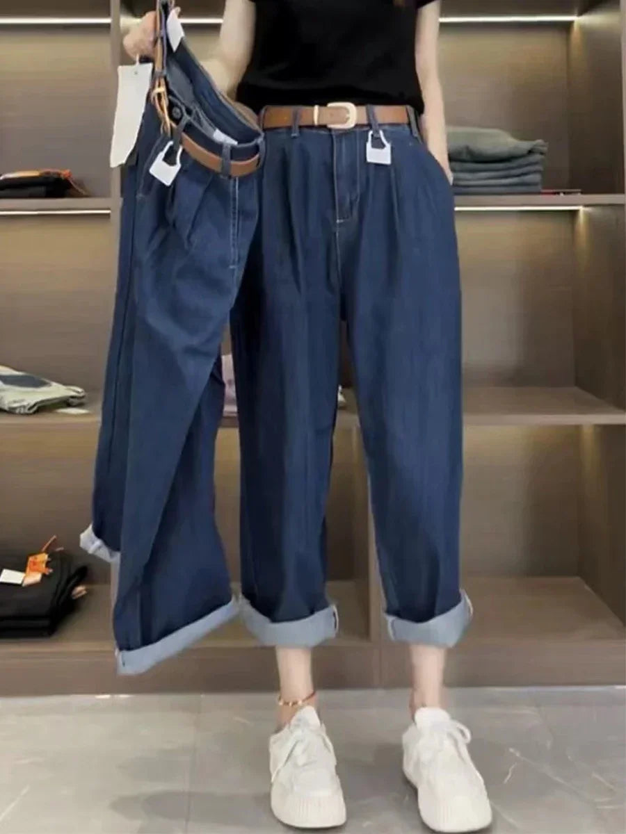 Y2K Harem women’s Jeans  Maxi High Baggy Elegant Bleached 2024 Norm core Fashion Ladies pants